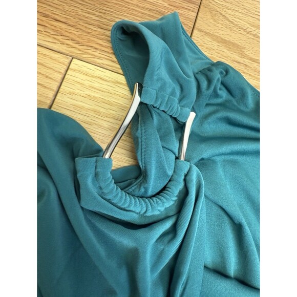 NWT White House Black Market Women's Tropical Teal One Shoulder Dress Size 12 - Picture 5 of 14